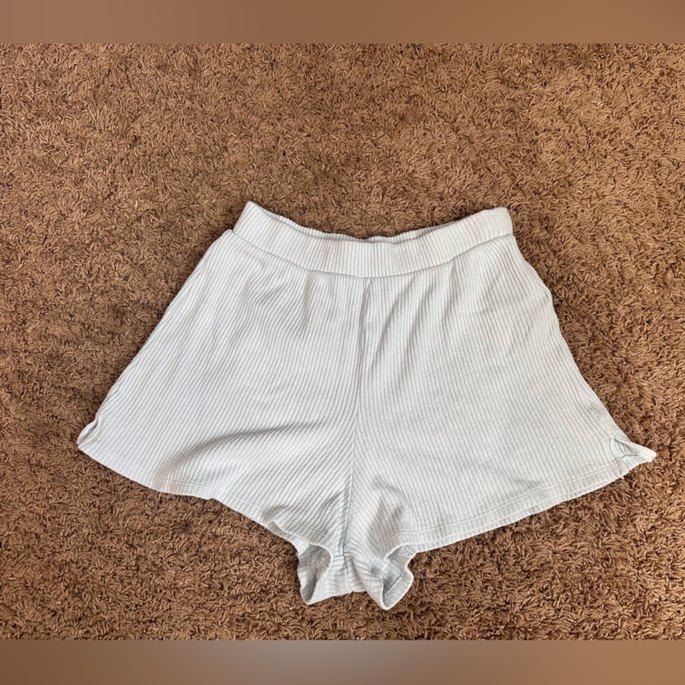 Abercrombie Baby Blue Ribbed Sweat Shorts